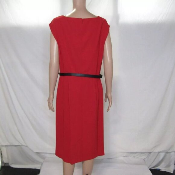 NEW BROOKS BROTHERS Womens Cap Sleeve Belted Cowl Neck Dress Size 12 Red - Picture 2 of 8